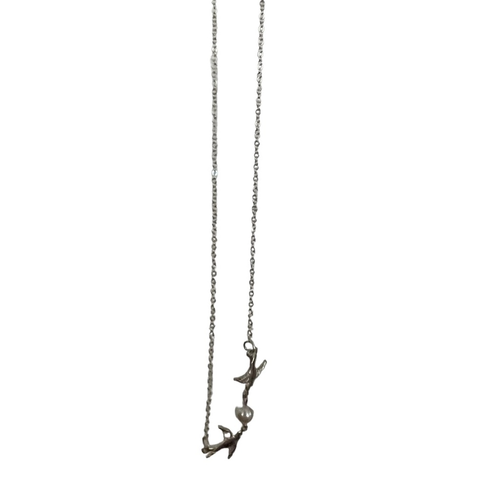 BIRDS AND PEARL SILVER NECKLACE - Picture 6 of 6